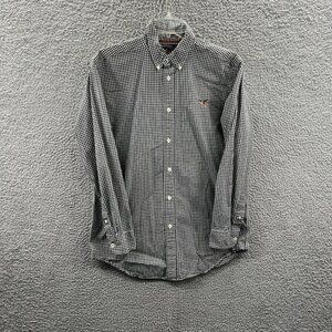 American Living Womens Shirt Extra Large Black Gingham 100% Cotton Button Front